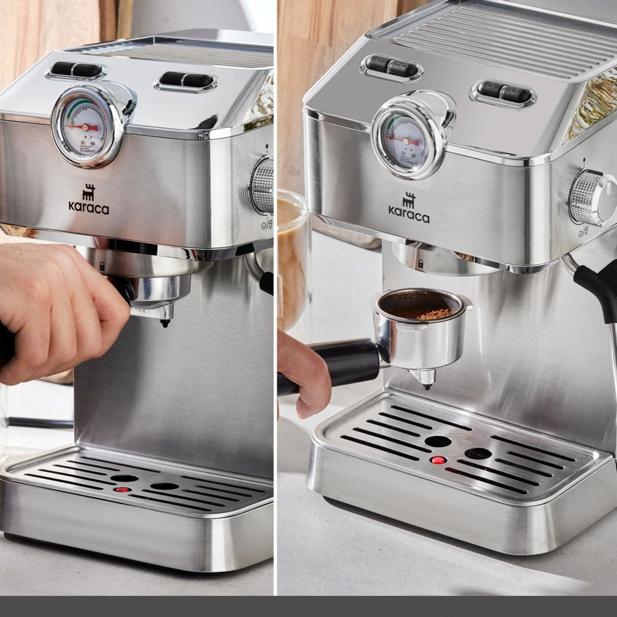 Karaca Coffee Art 1101 Kaffemaskine m/Mælkeskummer, 20 bar tryk, 1,5L 1100W