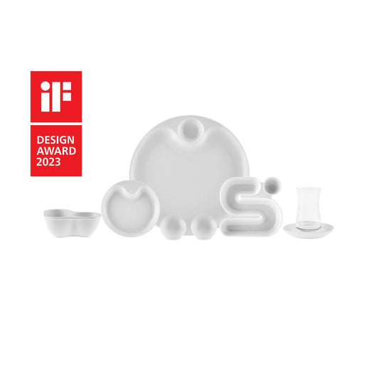 Karaca Streamline Bone Salsa 26-delt Morgenmadssæt til 6 personer - Hvid
