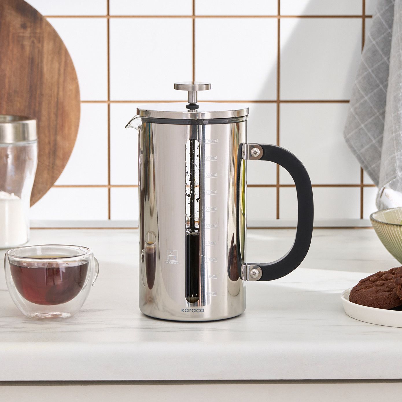 Karaca Poly Glas/Stål Stempelkande Til Kaffe/Te 1000 ml