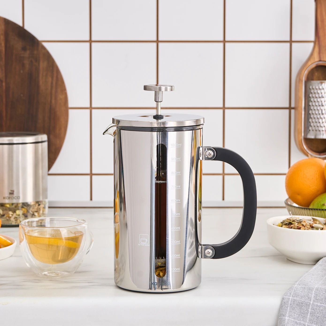 Karaca Poly Glas/Stål Stempelkande Til Kaffe/Te 1000 ml