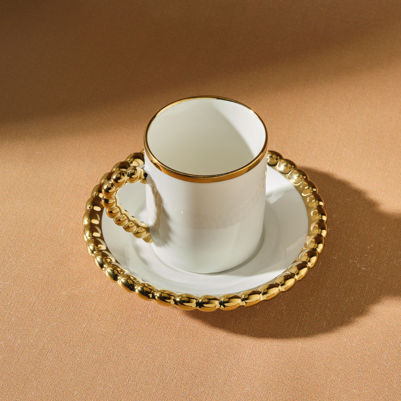 KARACA BONCUK ESPRESSO KAFFESÆT 12 DELE, 80 ML, HVID/GULD