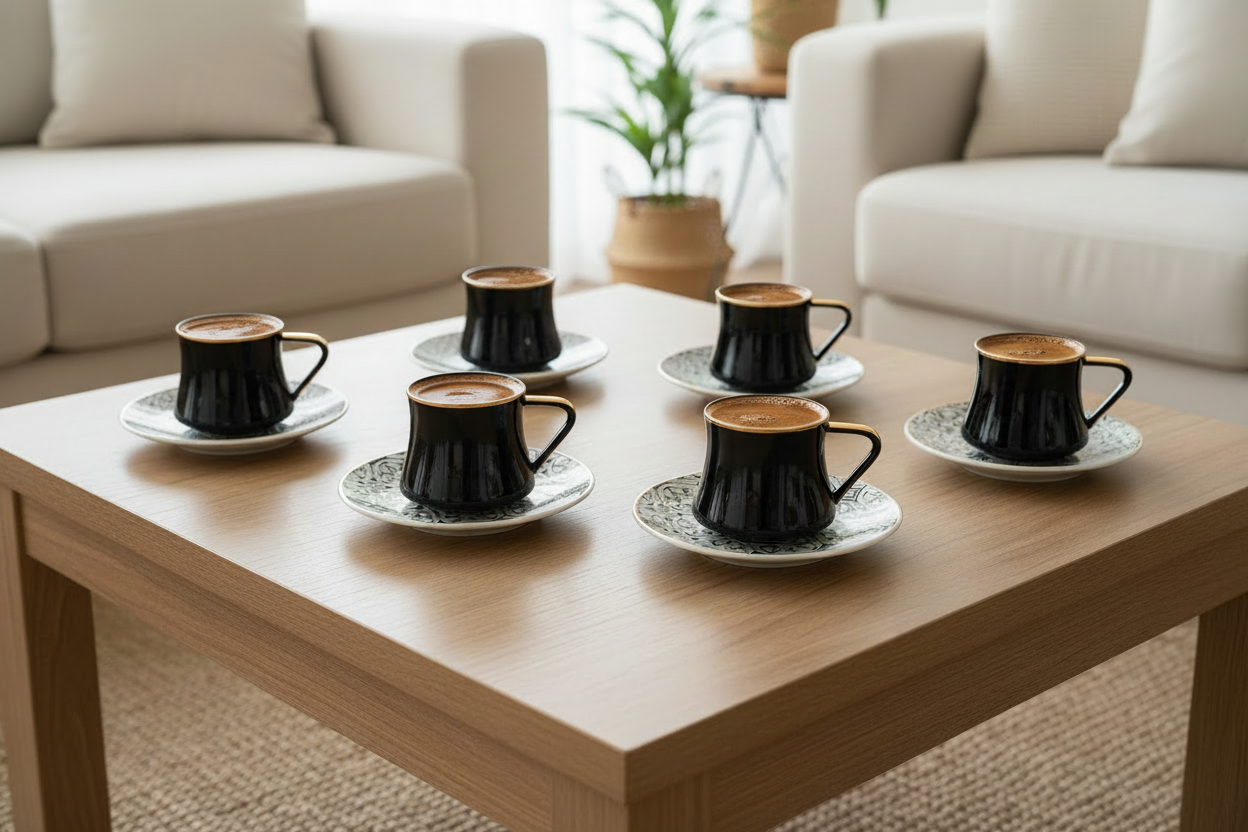 Schäfer Chalisa Kaffesæt 190 ML - SORT/HVID/ROSAGULD - 12 DELE - 6 PERSONER