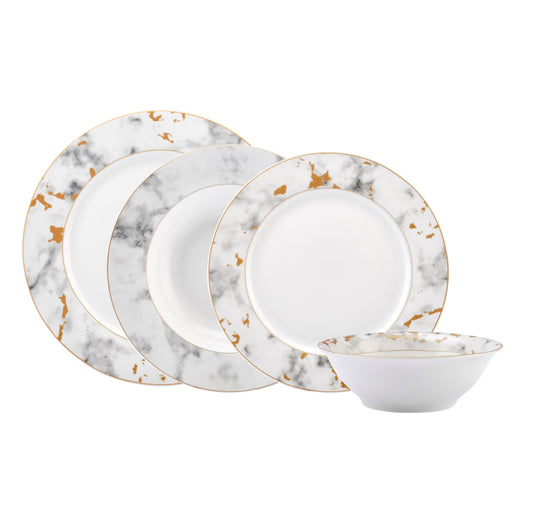 Karaca Forever Bone Marble – 24-dele Spisestel til 6 Personer