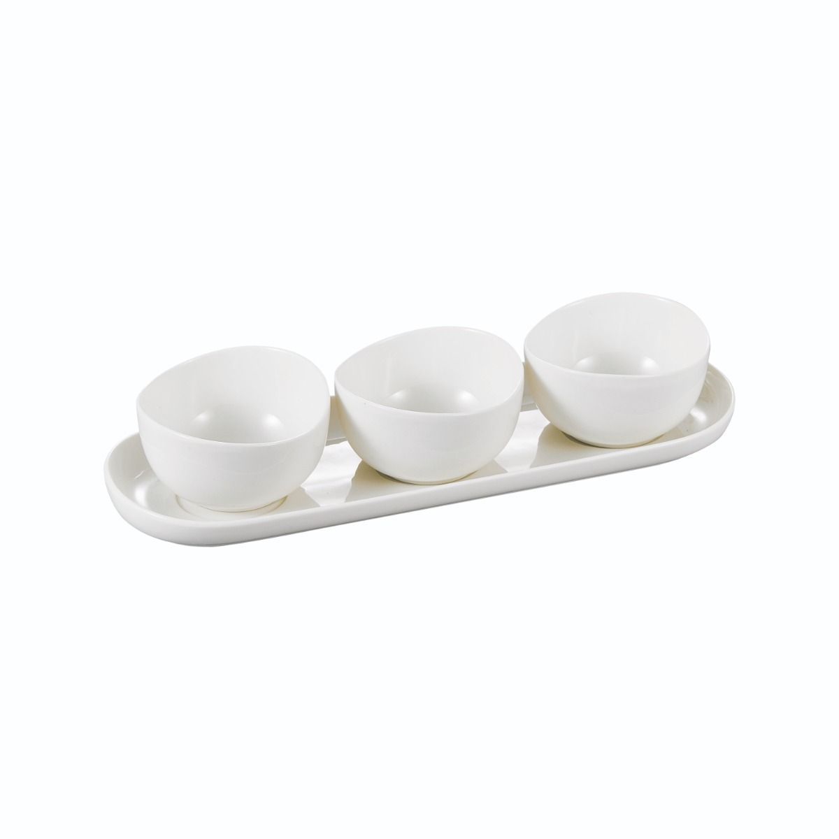 BRICARD Colmar Aperitifsæt med bakke – 4 dele | Hvid porcelæn