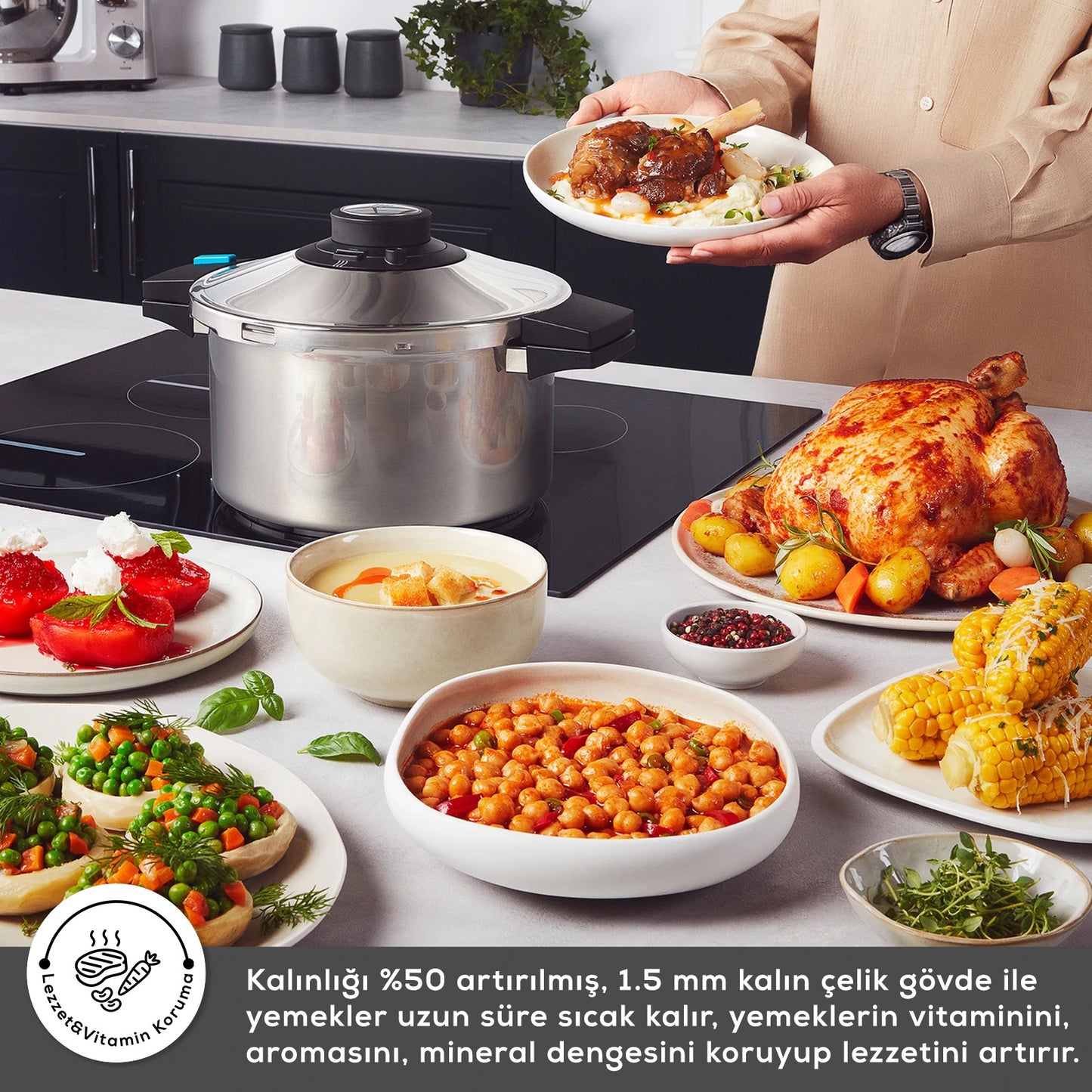 Karaca Quick & Safe Trykkoger Sæt med Induktionsbund 6+8 L