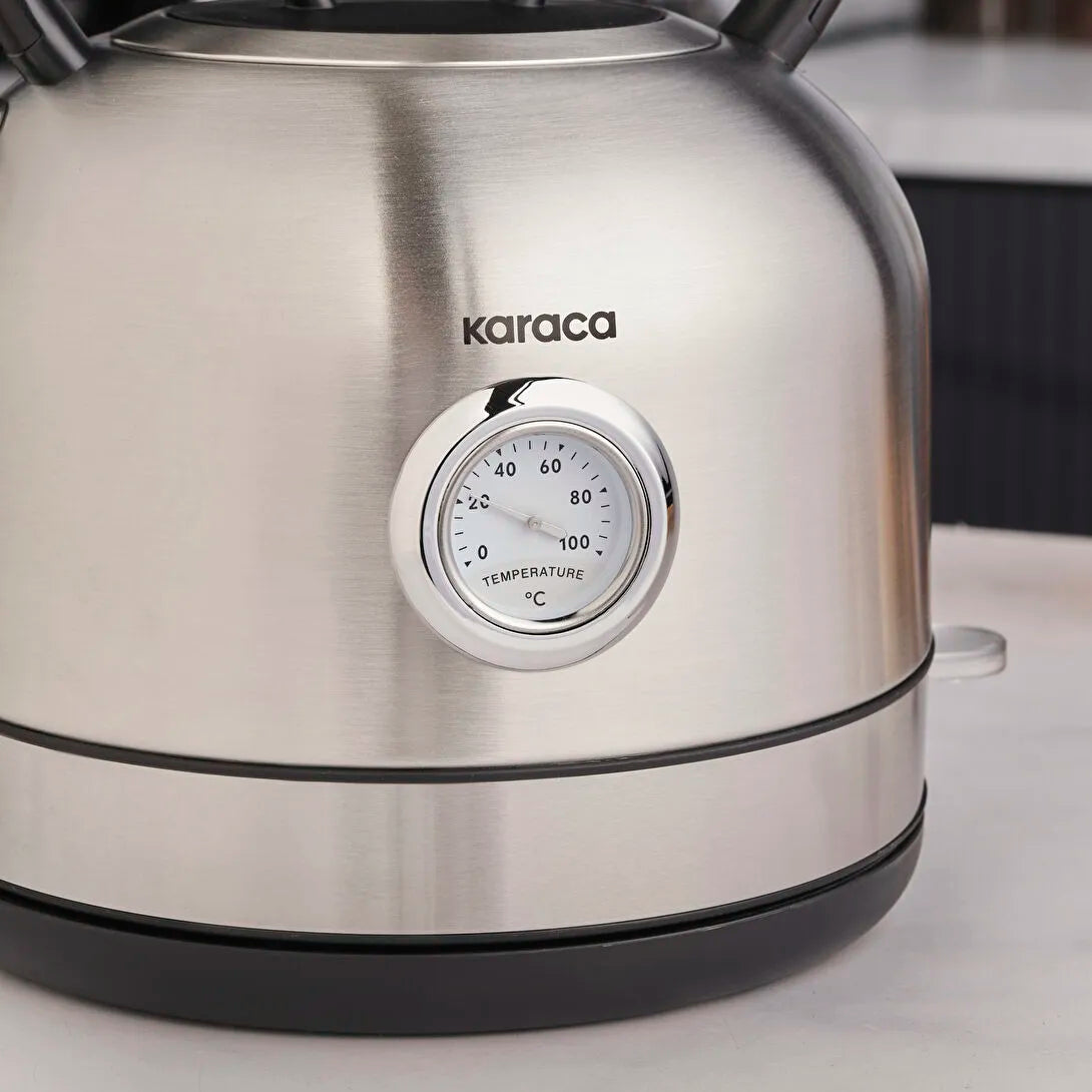 Karaca Retro 2202 Elkedel – Nostalgi og Kraftfuld Elegance Grå (2200W)