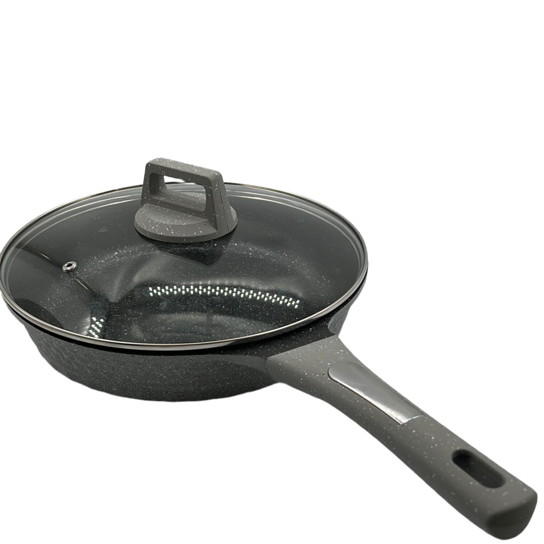 Almina Dyb Stegepande m/Glaslåg 28 cm - Grå