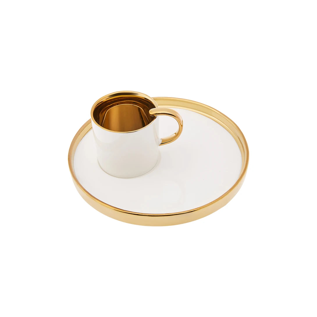 KARACA LEVIN ESPRESSOKOPPER TIL 2 PERSONER (100 ml.), HVID/GULD