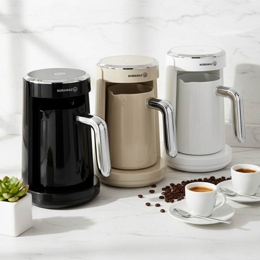 Korkmaz Keyif Türk Elektrisk Tyrkisk Kaffemaskine 480W - Vanilje/Sølv