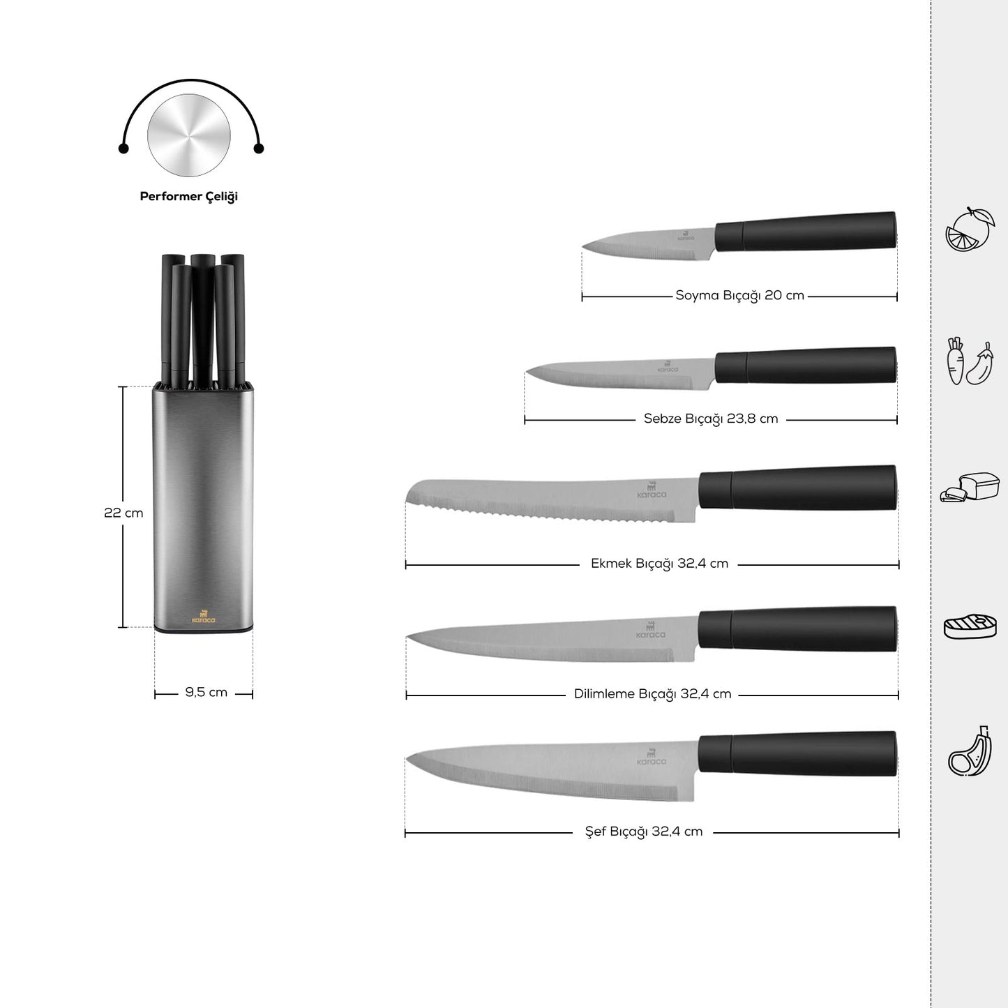 Karaca Grammy Knivsæt 6 Dele – Inox
