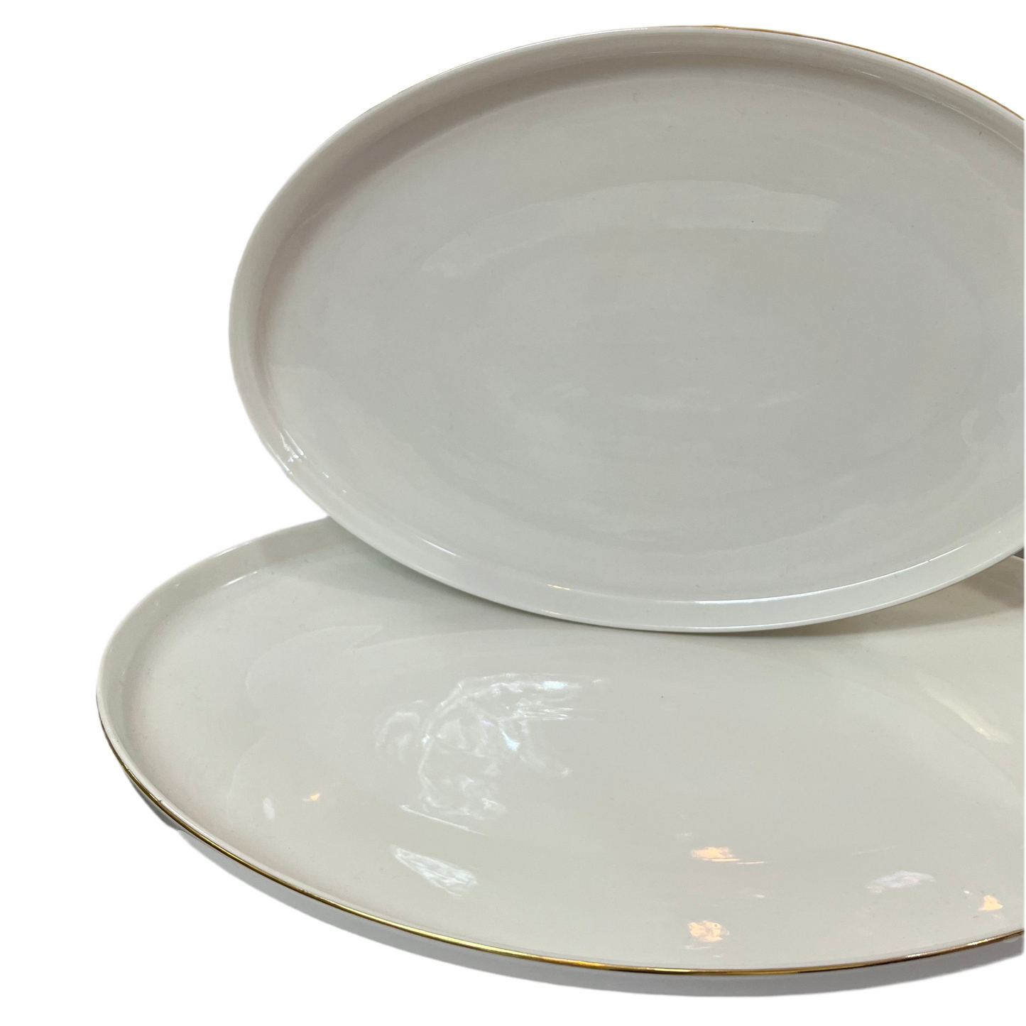 Oval Porcelæn Serveringsfadsæt m/Guldkant 2 stk. 2 Størrelser - Almina Mondo Gold Line