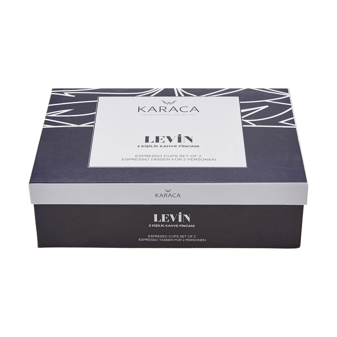KARACA LEVIN ESPRESSOKOPPER TIL 2 PERSONER (100 ml.), HVID/GULD