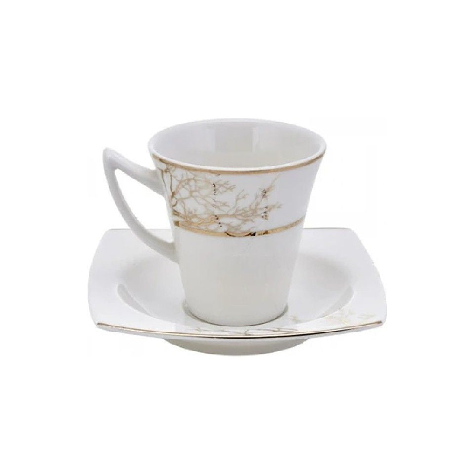 Karaca Autumn Espresso Kaffesæt til 6 personer – 85 ml - Hvid/Guld