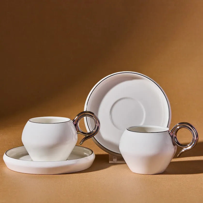 KARACA VENUS ESPRESSOKOPPER TIL 2 PERSONER (100 ml.), HVID/GULD
