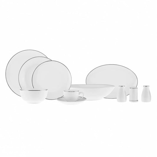 Karaca Epsilon Porcelænssæt Sølvkant - 76 dele 12 personer