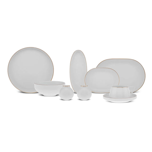 Karaca Stream Bone Meridian Morgenmadssæt | 34 dele | 6 personer | Guld