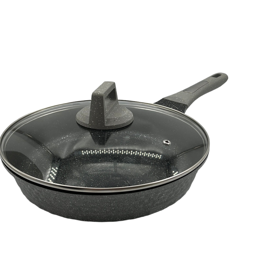 Almina Dyb Stegepande m/Glaslåg 28 cm - Grå