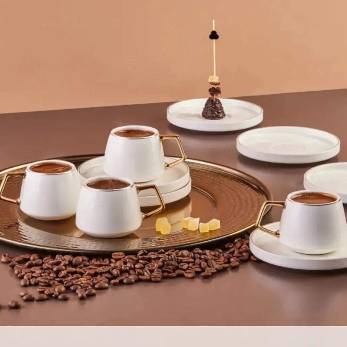 Karaca Streamline Saturn Espresso Kaffesæt til 6 personer – 100 ml - Guld