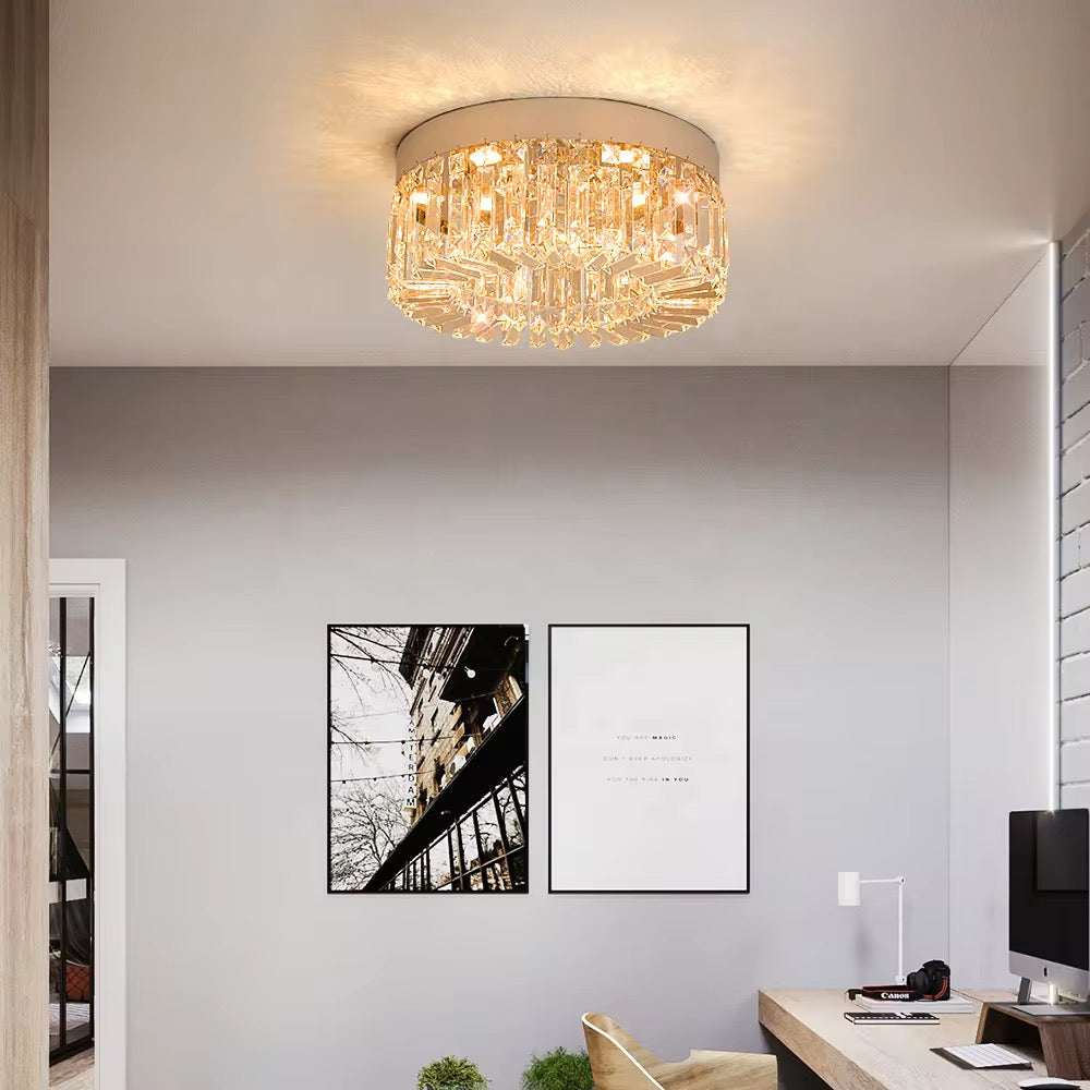 Moderne 50 cm Diameter Krystal / Rustfrit Stål LED Loftslampe / Lysekrone