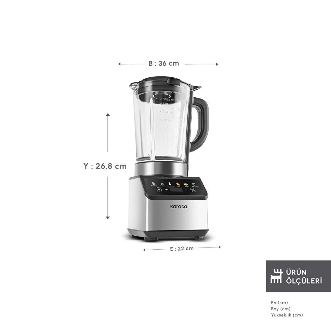 Karaca Color Touch Screen Smoothie Blender – 1200W Inox (1,5L)