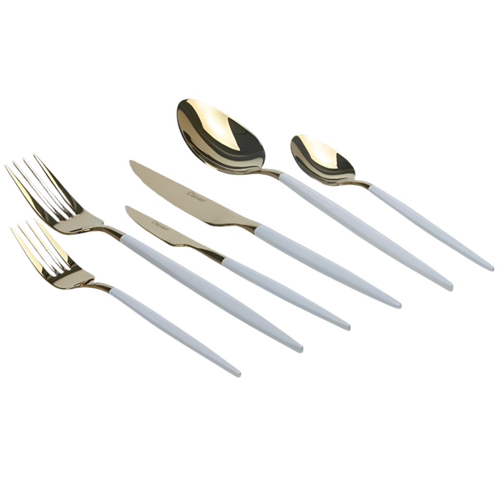 Guld/Hvid Ferveo Bestiksæt 36 dele, 6 kuverter