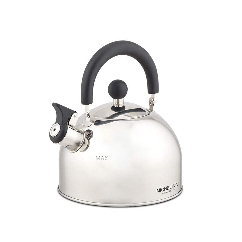 Michelino Fløjtende Kedel 2 L - Rustfrit Stål m/Sort Håndtag