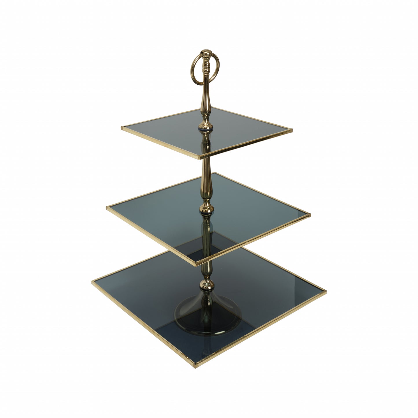Karaca Line Dekorativ 3-lag Kagestand 25 cm – Guld & Antracit