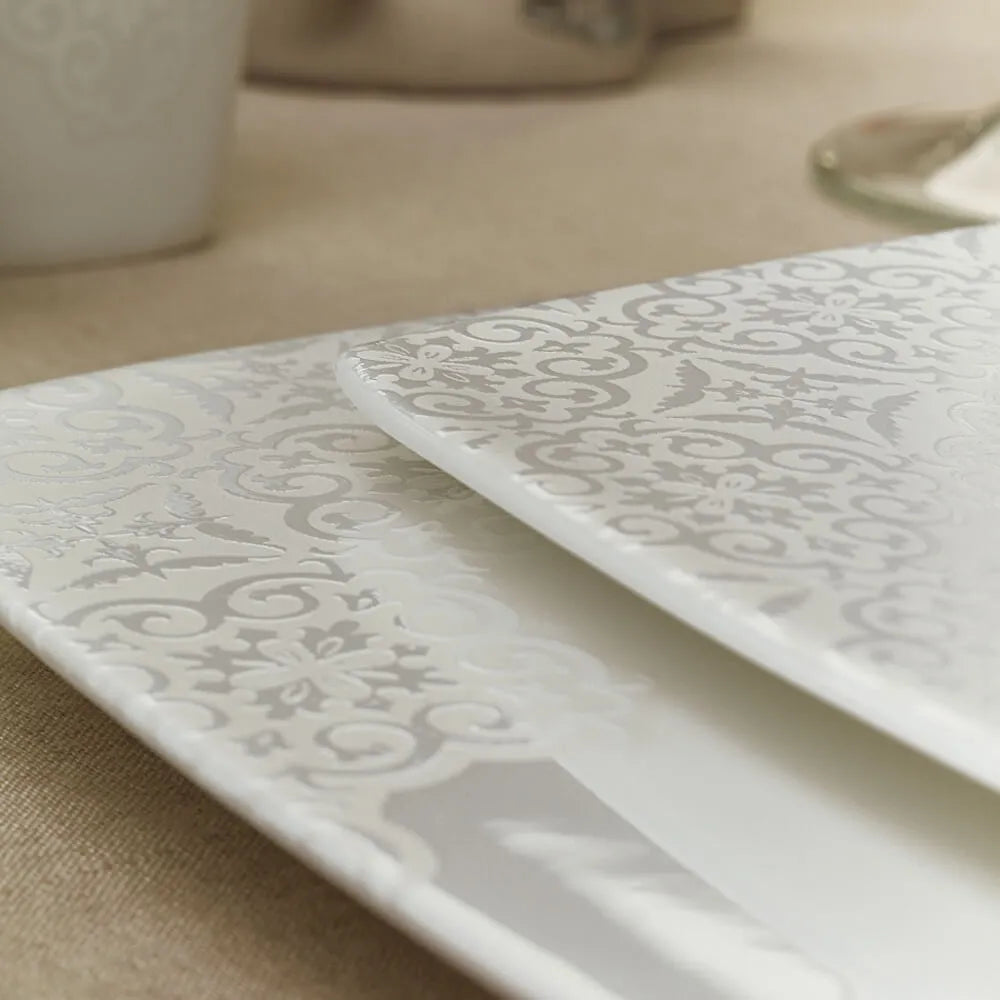 Karaca Fine Pearl Valentina – 62-dele Firkantet Spisestel med Perlemor til 12 Personer