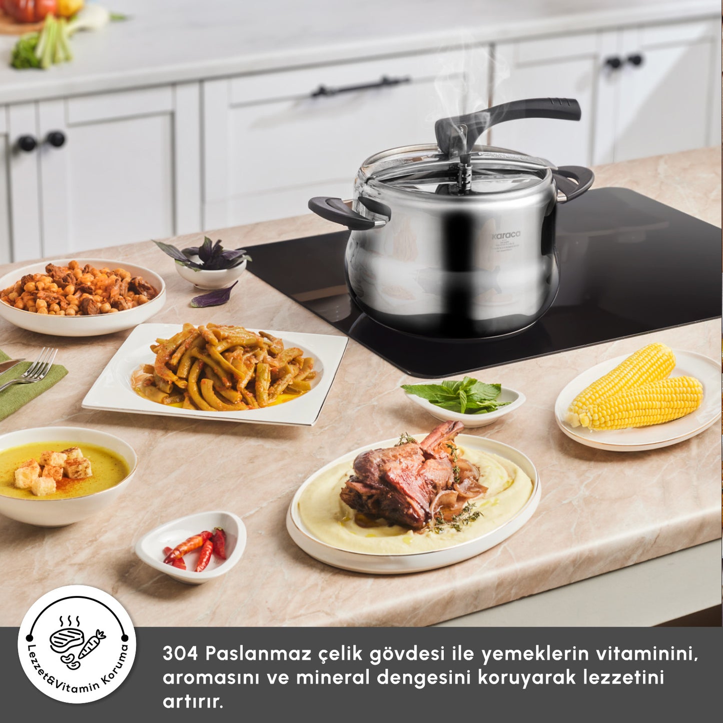 Karaca Retro Induktionsbund Trykkoger 8 L