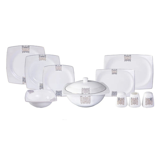 Karaca Fine Bone Lotus 43-delt Middagssæt til 8 Personer – Kvadratisk