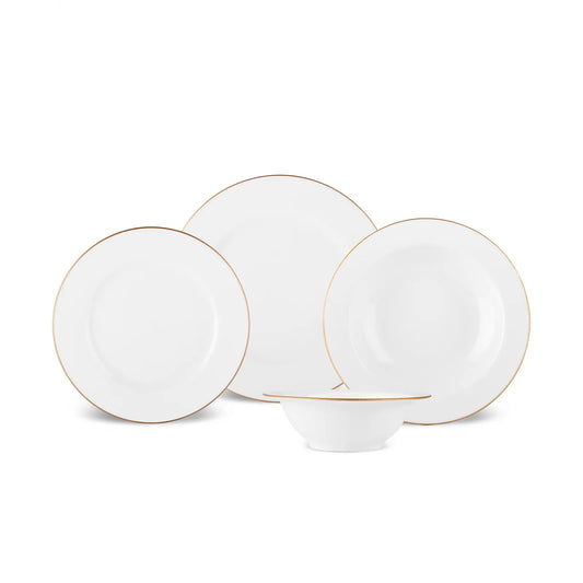 Karaca Eva Gold Porcelænssæt Guldkant - 24 dele 6 personer