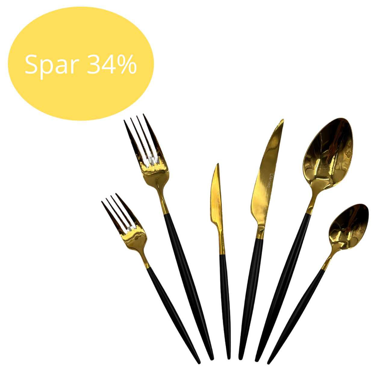 Guld/Sort Ferveo Bestiksæt 36 dele 6 kuverter