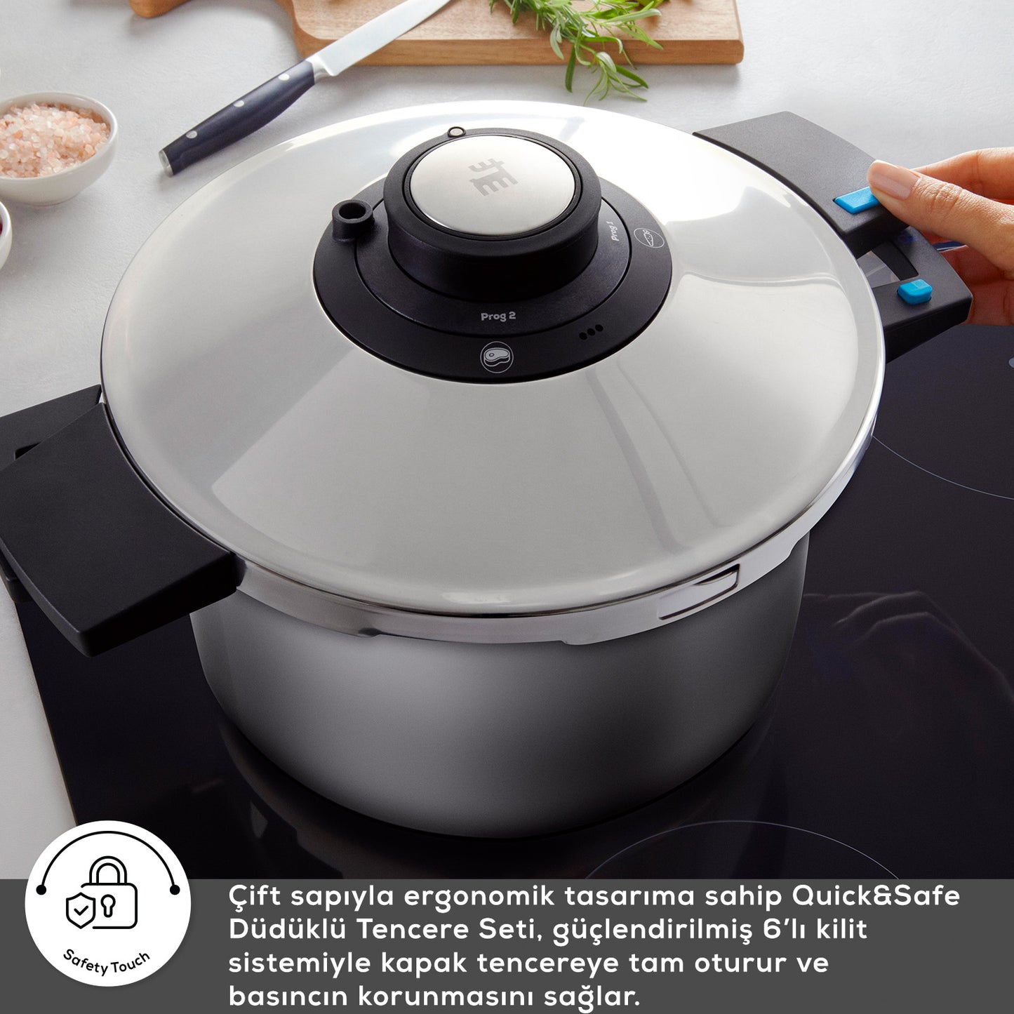 Karaca Quick & Safe Trykkoger Sæt med Induktionsbund 6+8 L