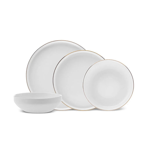 Karaca Stream Bone Saturn Spisestel 24 dele – 6 personer – Hvid/Guld