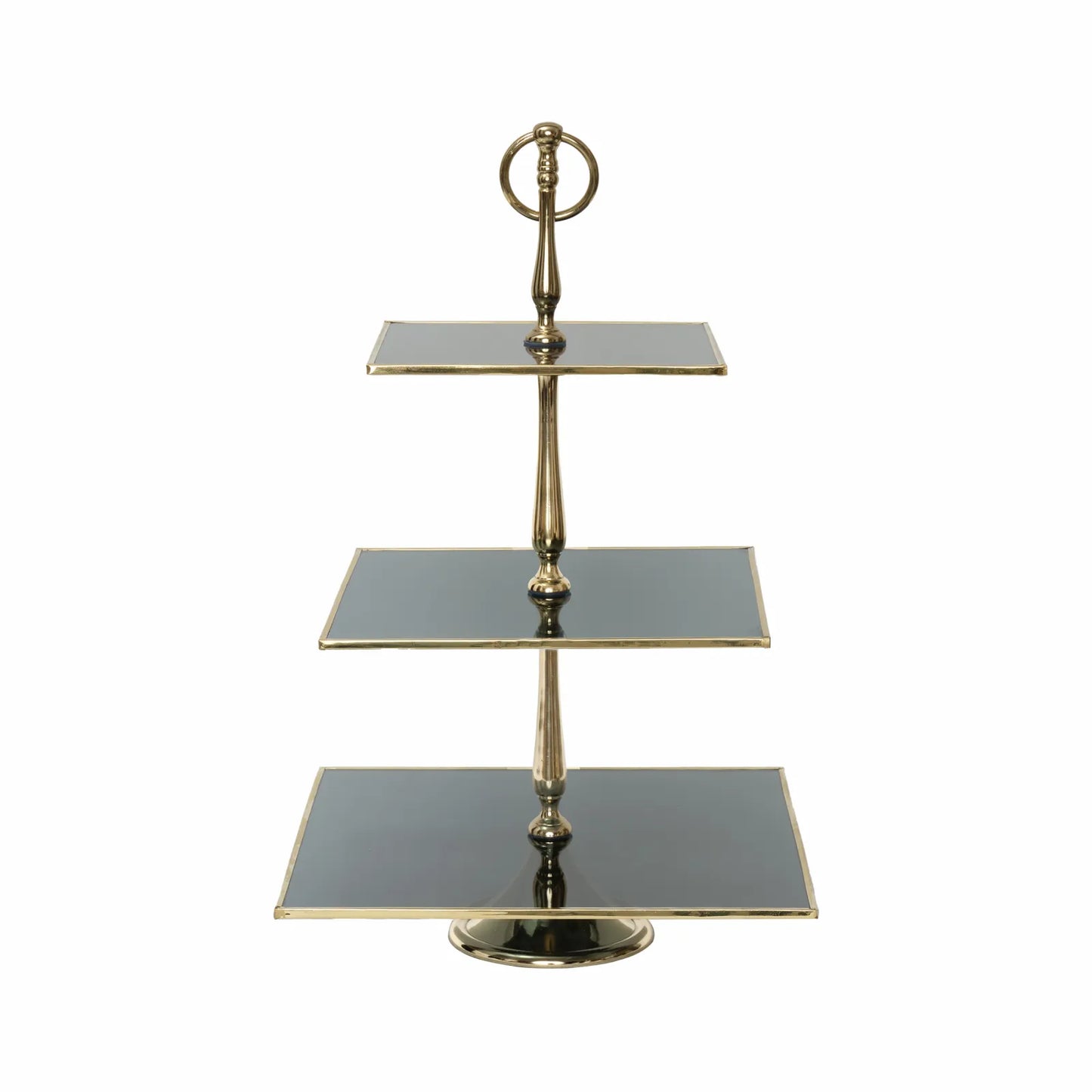 Karaca Line Dekorativ 3-lag Kagestand 25 cm – Guld & Antracit