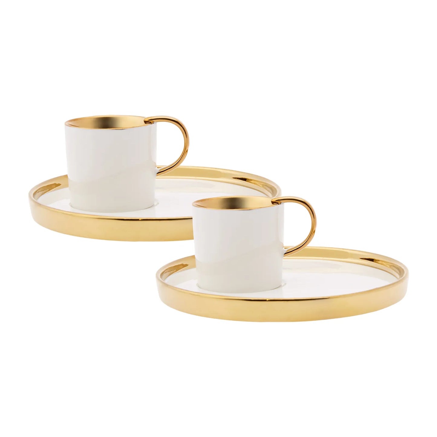 KARACA LEVIN ESPRESSOKOPPER TIL 2 PERSONER (100 ml.), HVID/GULD