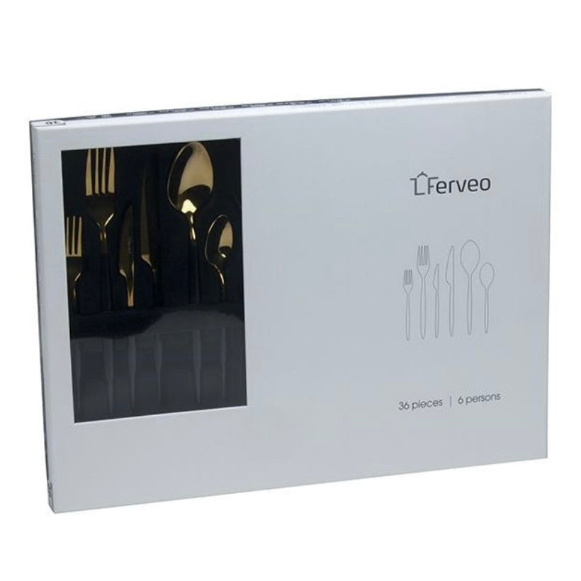 Ferveo Sort/Sølv Bestiksæt 36 dele 6 kuverter