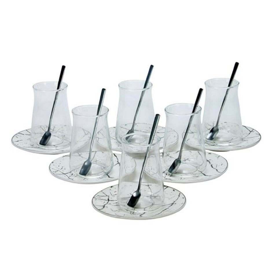 Bricard Teglassæt 18 dele - Sølv/Marmor