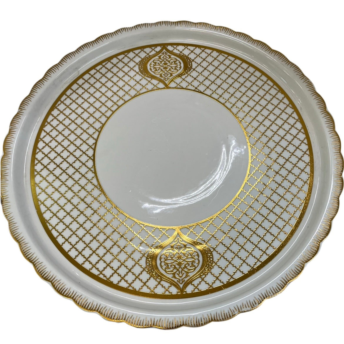 Porcelæn Kagefad m/låg 34 cm - Firkantet mønster