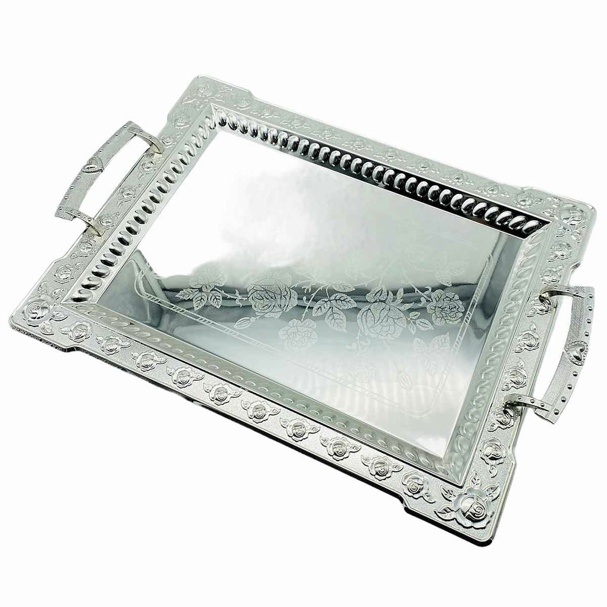 Almina Sølvfarvet Metalbakkesæt 2 stk. - Løven Home