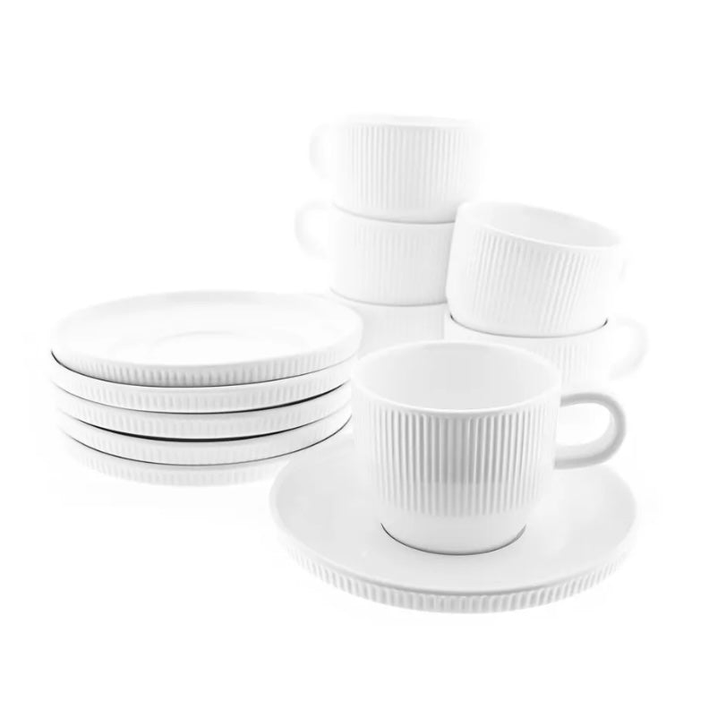 Porcelæn Kaffesæt 12 dele 6 pers. Hvid - Almina Nives Coffee