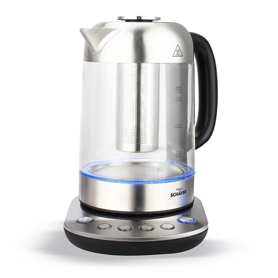 2-i-1 Te- og Elkedel 1,7 L. Sølv - 2200 W - Schäfer