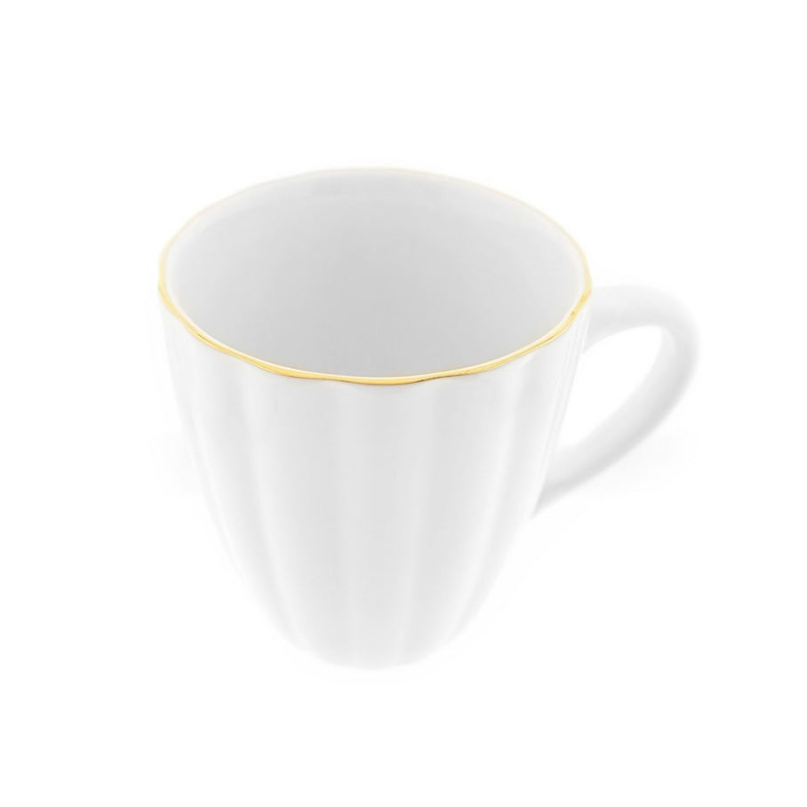 Porcelæn Kaffe-/Tekrus 2 stk. Hvid m/Guldkant 330 ml. - Almina Daisy Golden Line