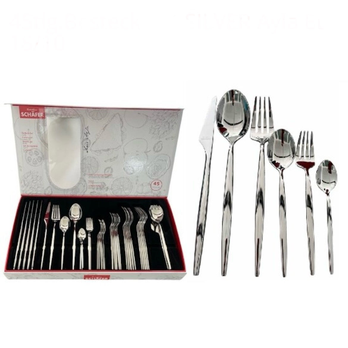Bestiksæt 36 dele 6 Pers. Sølv - Schäfer Nuri