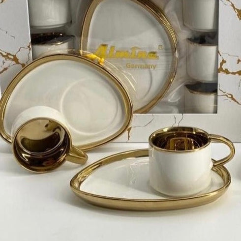 Tyrkisk/Arabisk Kaffekoppesæt m/Guldkant 12 dele fra Almina