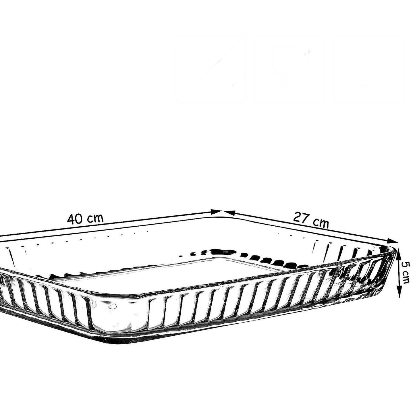 Rektangulær Glasfad Bølget Kant 40 x 27 x 5 cm fra Borcam