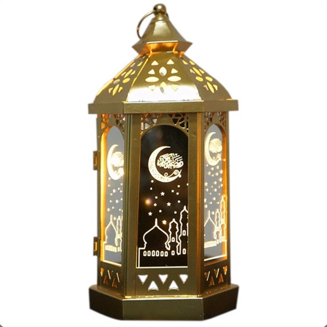 Ramadan LED Lanterne i Metal - Guld Bronze