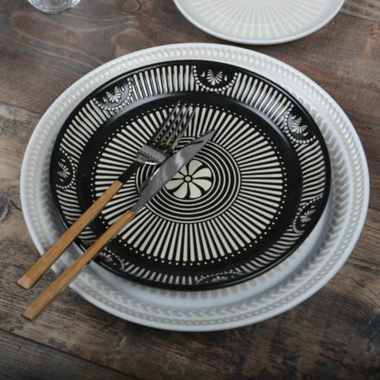 Porcelæn Dessert Tallerken Sort/Hvid 21 cm - Aulica
