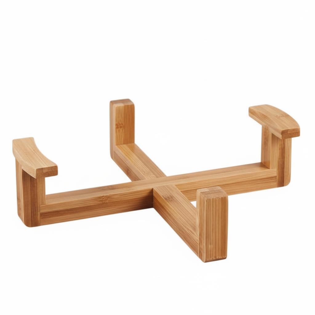 Bricard Loire Serveringsskål med Stand | Porcelæn/Bambus – 21,6 x 12,6 cm