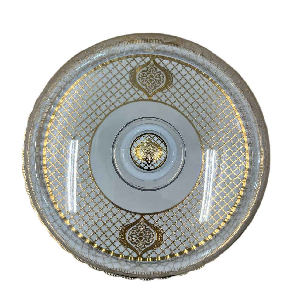 Porcelæn Kagefad m/låg 34 cm - Firkantet mønster